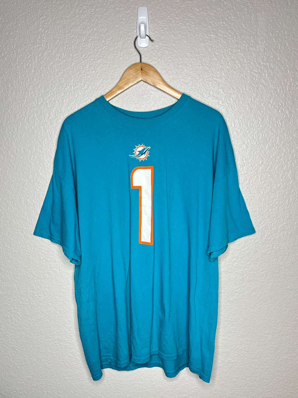 Miami Dolphins Tua Tagovailoa #1 NFL T-Shirt Aqua Men's 2XL XXL